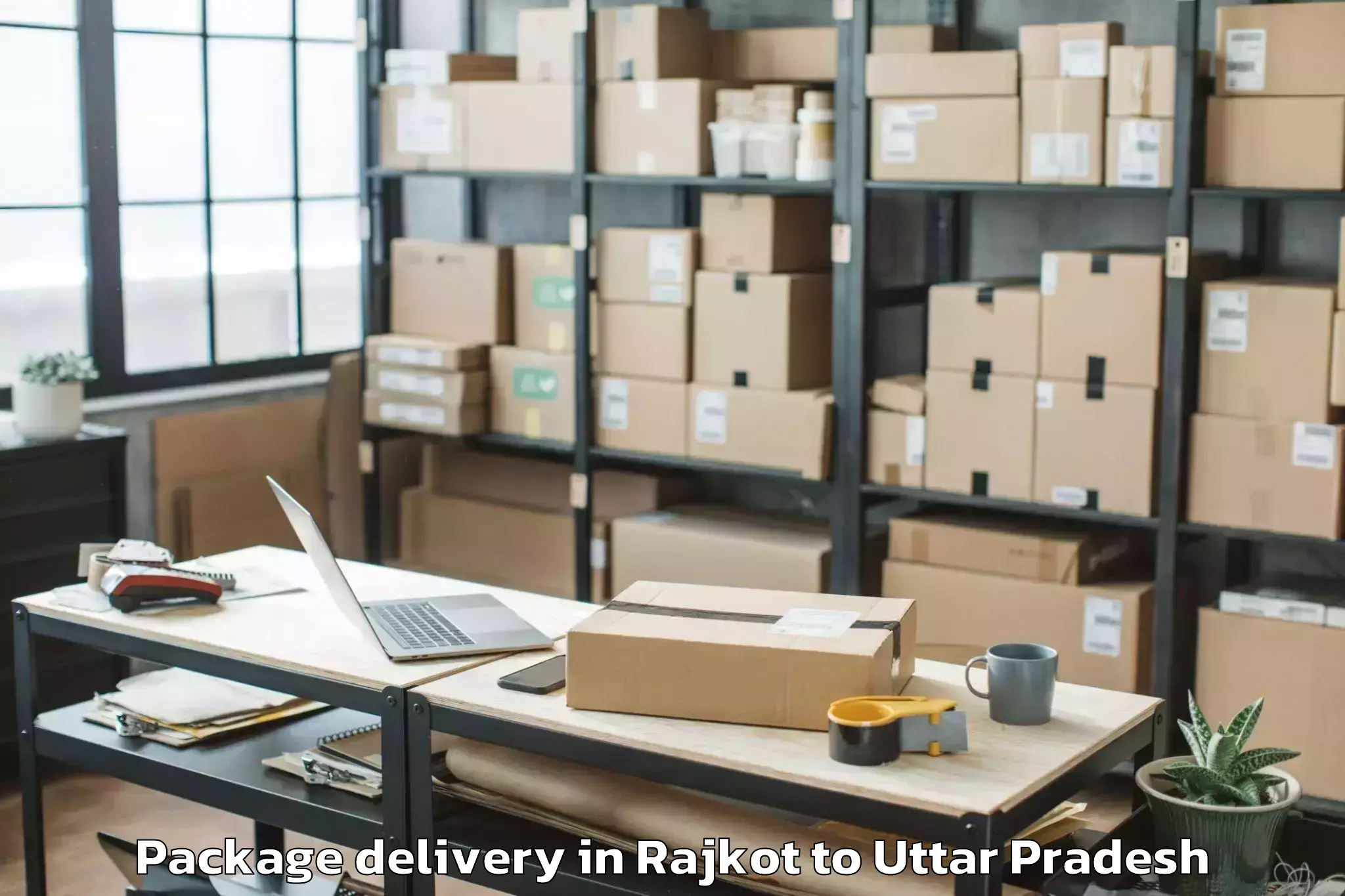 Top Rajkot to Samthar Package Delivery Available